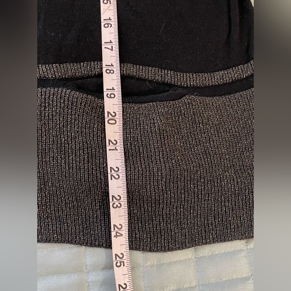 Plus size sweater black with gold stitch detailing around bottom - Picture 8 of 10